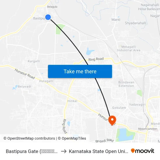 Bastipura Gate (ಬಸತಿಪುರ ಗೇಟ್) to Karnataka State Open University map