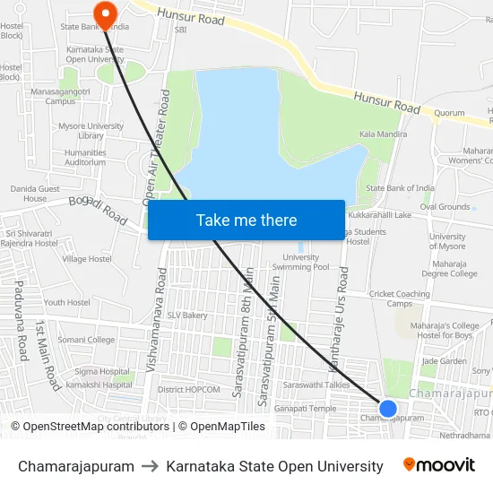 Chamarajapuram to Karnataka State Open University map
