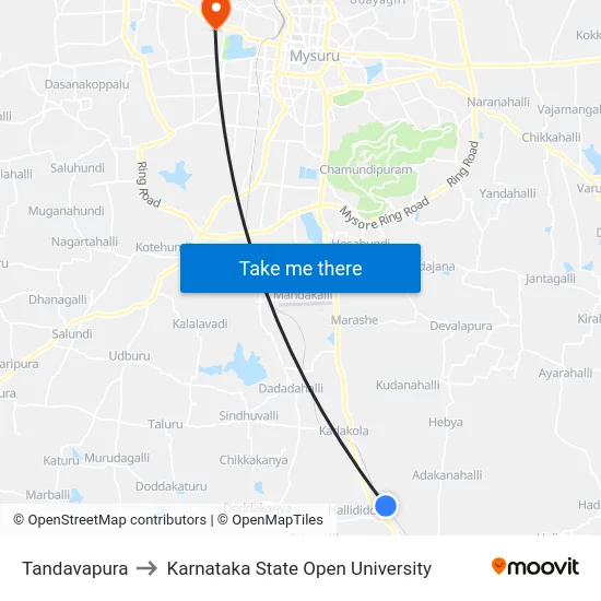 Tandavapura to Karnataka State Open University map