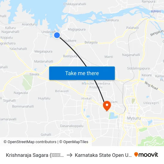 Krishnaraja Sagara (ಕೃಷ್ಣರಾಜಸಾಗರ) to Karnataka State Open University map