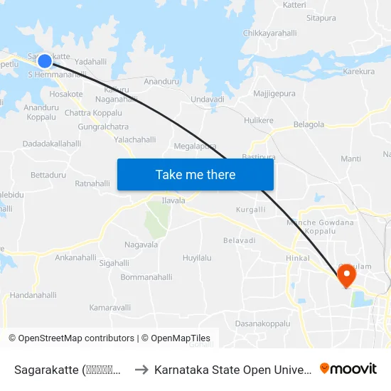 Sagarakatte (ಸಾಗರಕಟ್ಟೆ) to Karnataka State Open University map