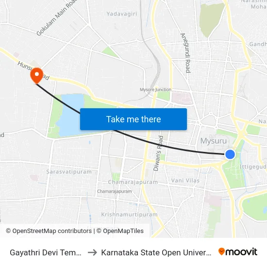 Gayathri Devi Temple to Karnataka State Open University map