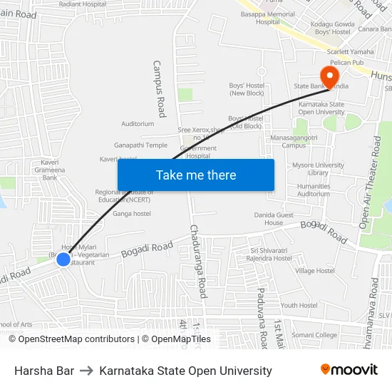 Harsha Bar to Karnataka State Open University map