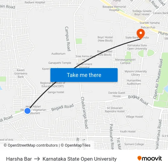 Harsha Bar to Karnataka State Open University map