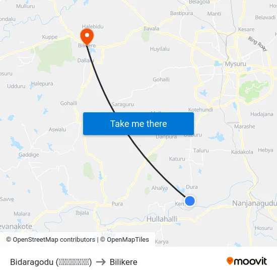 Bidaragodu (ಬಿದರಗೊಡು) to Bilikere map
