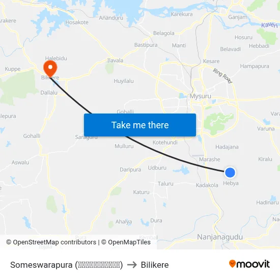 Someswarapura (ಸೋಮೇಶ್ವರಪುರ) to Bilikere map