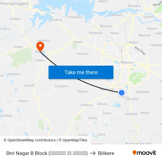 Shri Nagar B Block (ಶ್ರೀನಗರ ಬಿ ಬ್ಲಾಕ್) to Bilikere map