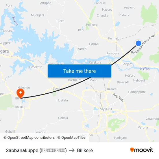 Sabbanakuppe (ಸಬ್ಬನಕುಪ್ಪೆ) to Bilikere map