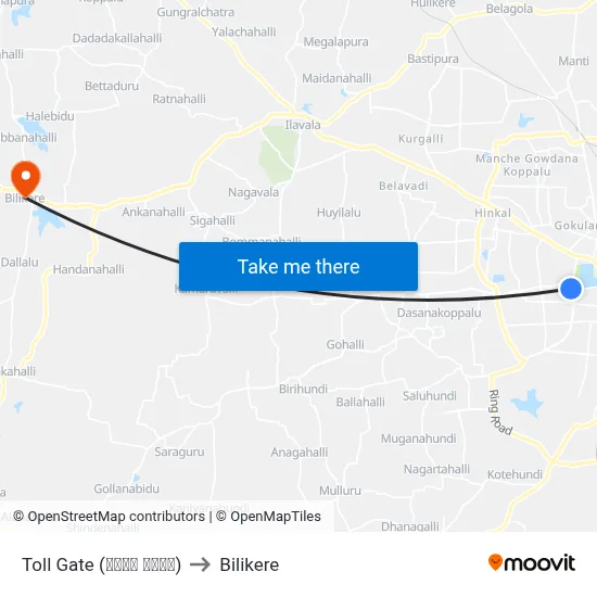 Toll Gate (ಟೋಲ್ ಗೇಟ್) to Bilikere map