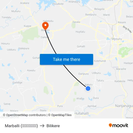 Marballi (ಮರ್ಬಳ್ಳಿ) to Bilikere map