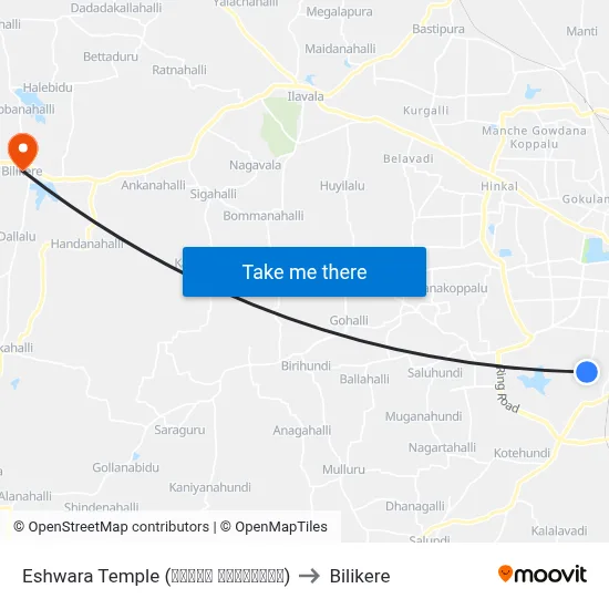 Eshwara Temple (ಈಶ್ವರ ದೇವಸ್ಥಾನ) to Bilikere map