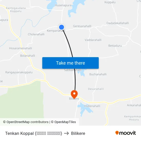 Tenkan Koppal (ತೆಂಕಣ ಕೊಪ್ಪಲು) to Bilikere map