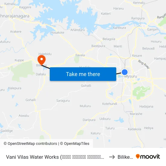 Vani Vilas Water Works (ವಾಣಿ ವಿಲಾಸ್‌ ನೀರುಗಾರಿಕೆ) to Bilikere map