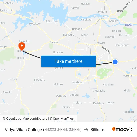 Vidya Vikas College (ವಿದ್ಯಾ ವಿಕಾಸ್‌ ಕಾಲೇಜು) to Bilikere map