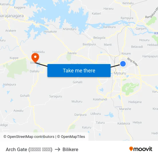 Arch Gate (ಆರ್ಚ್‌ ಗೇಟ್) to Bilikere map