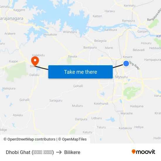 Dhobi Ghat (ದೋಬಿ ಘಾಟ್) to Bilikere map