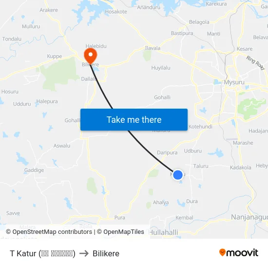 T Katur (ಟಿ ಕಾಟೂರು) to Bilikere map