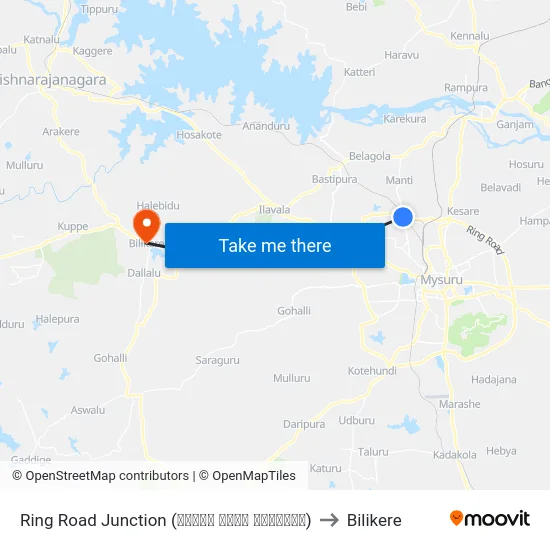 Ring Road Junction (ರಿಂಗ್ ರೋಡ್ ಜಂಕ್ಷನ್) to Bilikere map