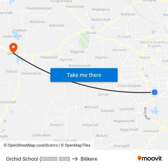 Orchid School (ಆರ್ಕಿಡ್ ಶಾಲೆ) to Bilikere map