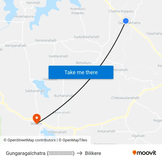 Gungaragalchatra (ಗುಂಗರಗಳಛತ್ರ) to Bilikere map