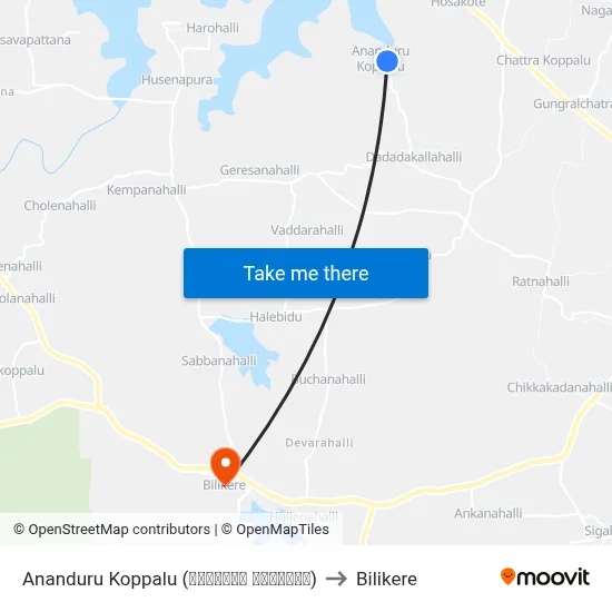 Ananduru Koppalu (ಆನಂದೂರು ಕೊಪ್ಪಲು) to Bilikere map