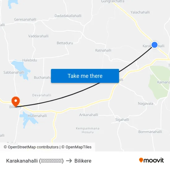 Karakanahalli (ಕರಕನಹಳ್ಳಿ) to Bilikere map
