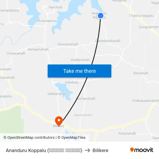 Ananduru Koppalu (ಆನಂದೂರು ಕೊಪ್ಪಲು) to Bilikere map