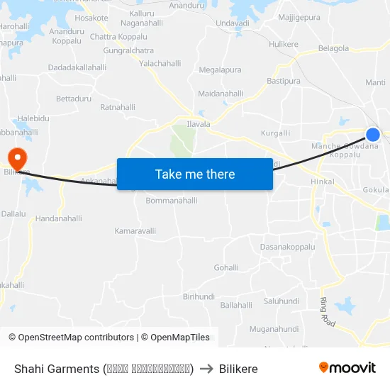 Shahi Garments (ಶಾಹೀ ಗಾರ್ಮೆಂಟ್ಸ್) to Bilikere map