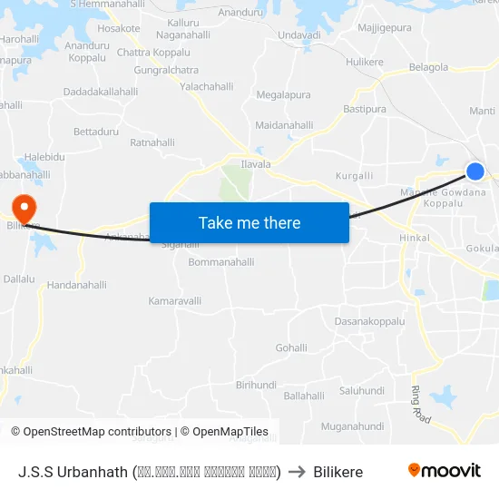 J.S.S Urbanhath (ಜೆ.ಎಸ್.ಎಸ್ ಅರ್ಬನ್ ಹಾತ್) to Bilikere map