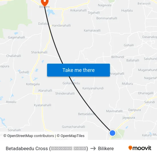Betadabeedu Cross (ಬೆಟ್ಟದಬೀಡು ಕ್ರಾಸ್) to Bilikere map