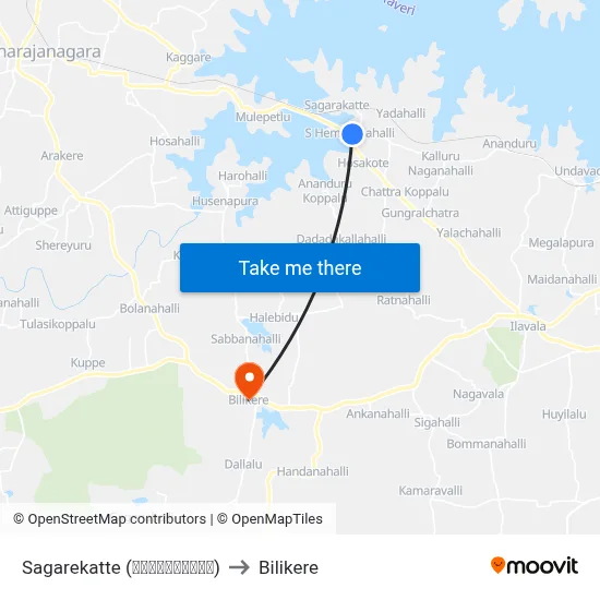 Sagarekatte (ಸಾಗರೇಕಟ್ಟೆ) to Bilikere map