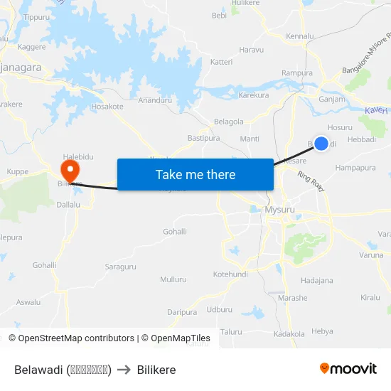 Belawadi (ಬೆಳವಾಡಿ) to Bilikere map