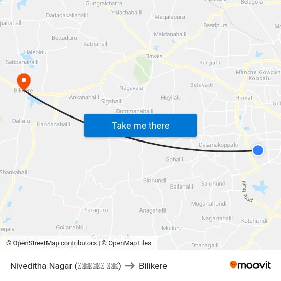 Niveditha Nagar (ನಿವೇದಿತ ನಗರ) to Bilikere map