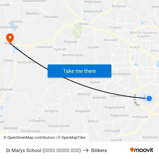 St Marys School (ಸೆಂಟ್ ಮೇರೀಸ್ ಶಾಲೆ) to Bilikere map