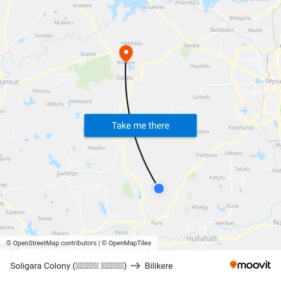 Soligara Colony (ಸೋಲಿಗರ ಕಾಲೋನಿ) to Bilikere map