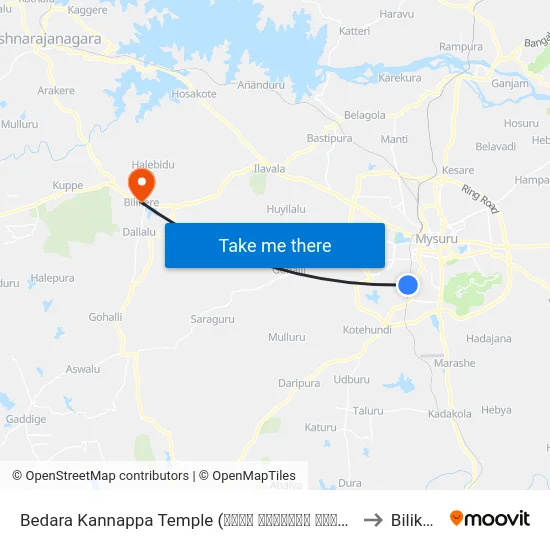 Bedara Kannappa Temple (ಬೇಡರ ಕಣ್ಣಪ್ಪ ದೇವಸ್ಥಾನ) to Bilikere map