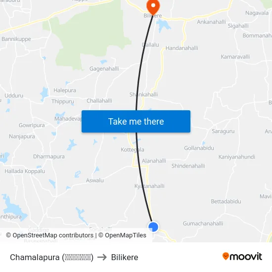 Chamalapura (ಚಮಲಾಪುರ) to Bilikere map