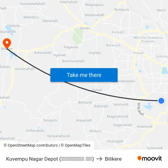 Kuvempu Nagar Depot (ಕುವೆಂಪುನಗರ ಘಟಕ) to Bilikere map