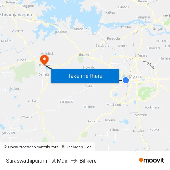 Saraswathipuram 1st Main to Bilikere map