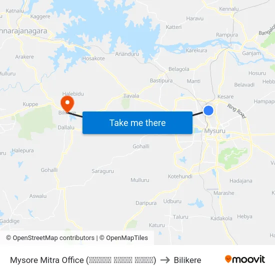 Mysore Mitra Office (ಮೈಸೂರು ಮಿತ್ರ ಕಛೇರಿ) to Bilikere map