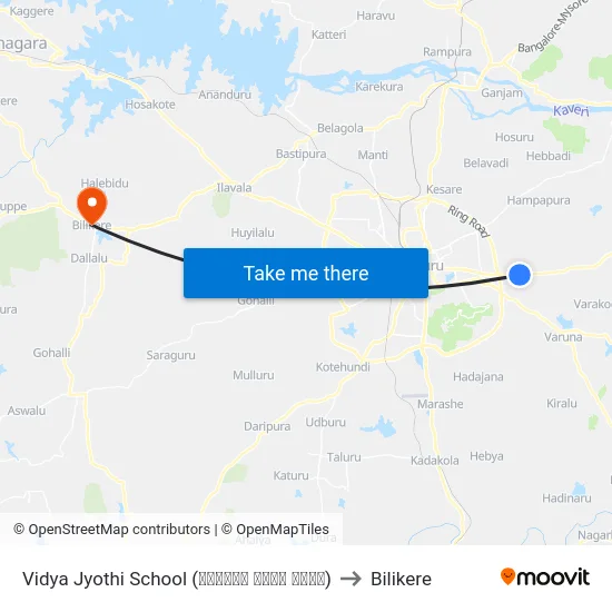Vidya Jyothi School (ವಿದ್ಯಾ ಜೋತಿ ಶಾಲೆ) to Bilikere map