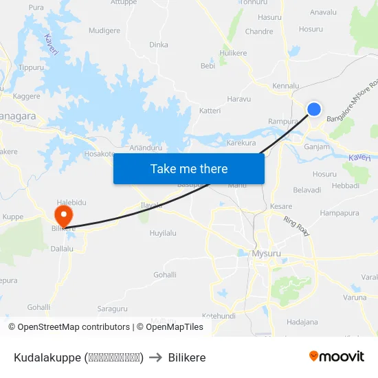 Kudalakuppe (ಕುಡಲಕುಪ್ಪೆ) to Bilikere map
