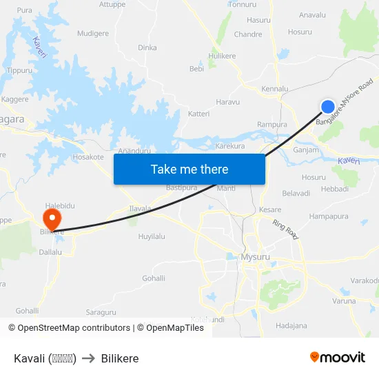 Kavali (ಕವಲಿ) to Bilikere map
