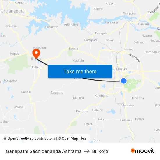 Ganapathi Sachidananda Ashrama to Bilikere map