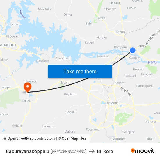 Baburayanakoppalu (ಬಾಬುರಾಯನಕೊಪ್ಪಲು) to Bilikere map