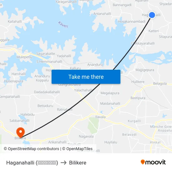 Haganahalli (ಹಗನಹಳ್ಳಿ) to Bilikere map