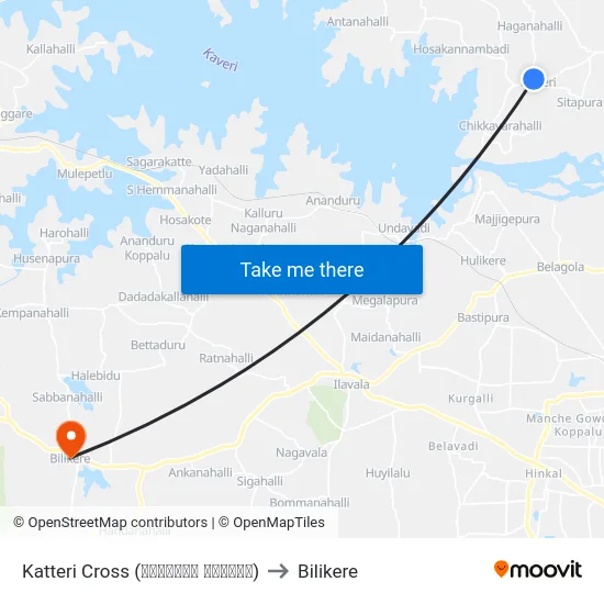 Katteri Cross (ಕಟ್ಟೇರಿ ಕ್ರಾಸ್) to Bilikere map