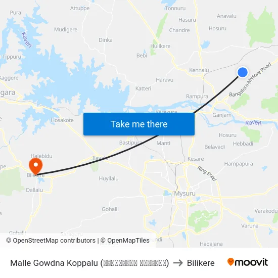 Malle Gowdna Koppalu (ಮಲ್ಲೇಗೌಡನ ಕೊಪ್ಪಲು) to Bilikere map