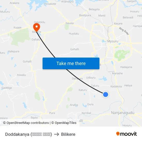 Doddakanya (ದೊಡ್ಡ ಕನ್ಯ) to Bilikere map