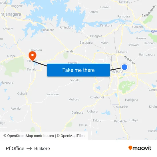 Pf Office to Bilikere map